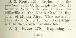 1931 VDOT Route Log